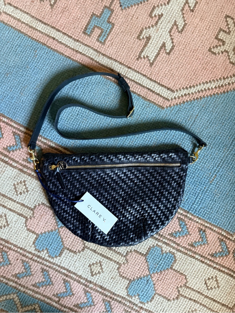 NWT Clare V Black Woven Leather Crossbody Bag - Picture 8 of 8